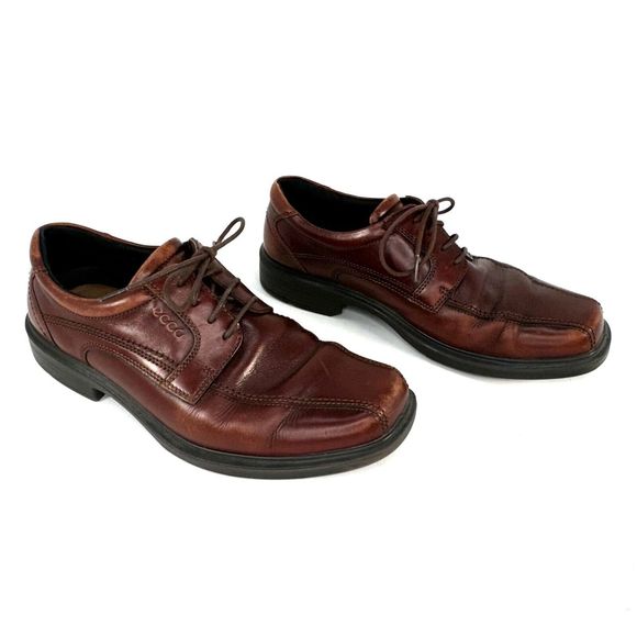 Ecco Mens 8-8.5 42 Dress Shoes Helsinki Bike Toe Brown  display picture 1
